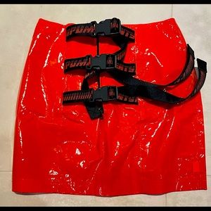 red vinyl fenty rave mini skirt. Sold out everywhere and a very unique piece
